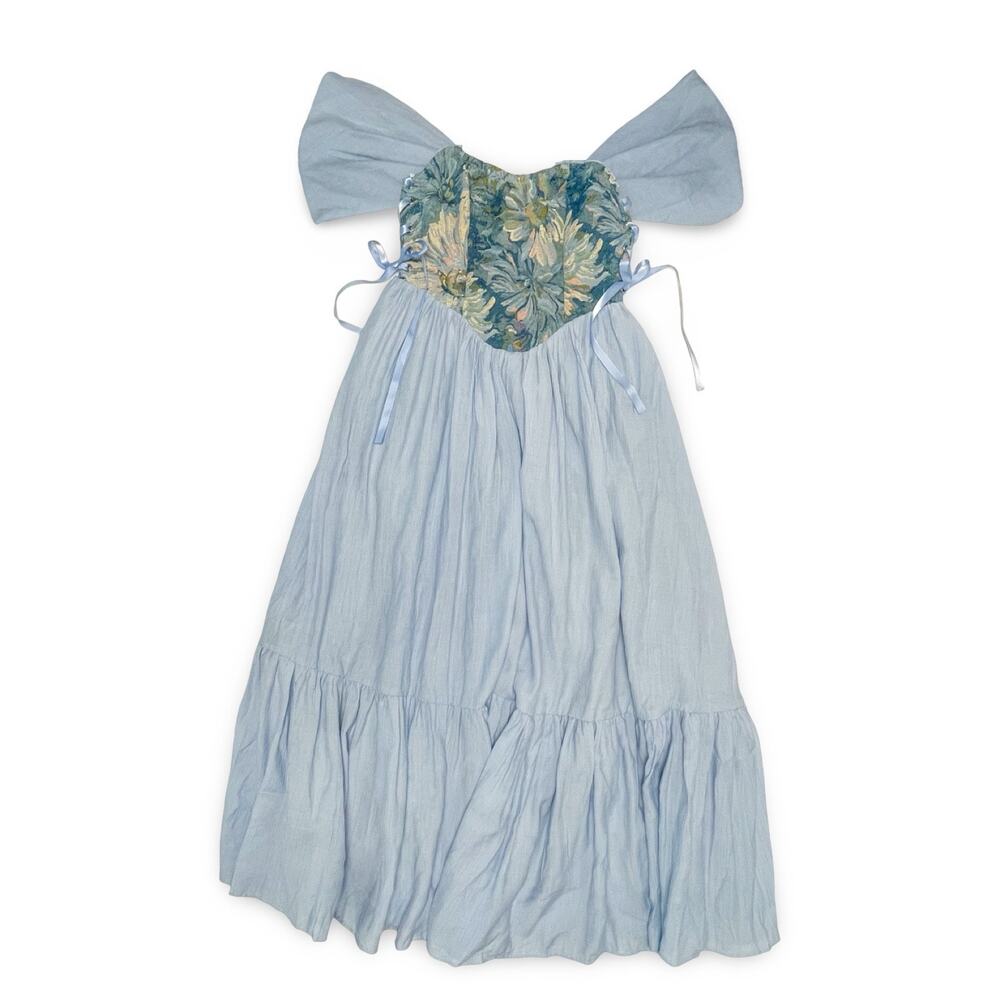 Shein mod baby blue corset midi dress womens xs renaissance